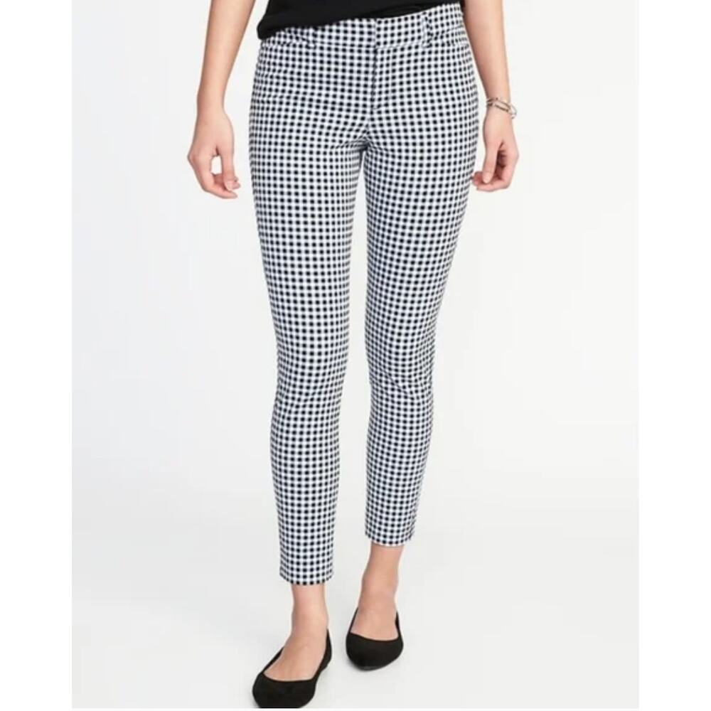 Old‎ Navy High Rise Pixie Gingham Ankle Pants Black White Gingham Checkered 10